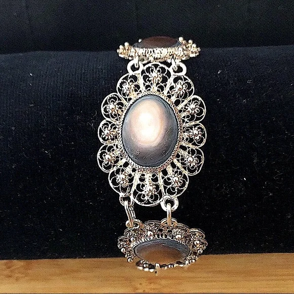 $34  Vintage Filigree Estate Bracelet  Sterling Silver  No Mark - Picture 3 of 4